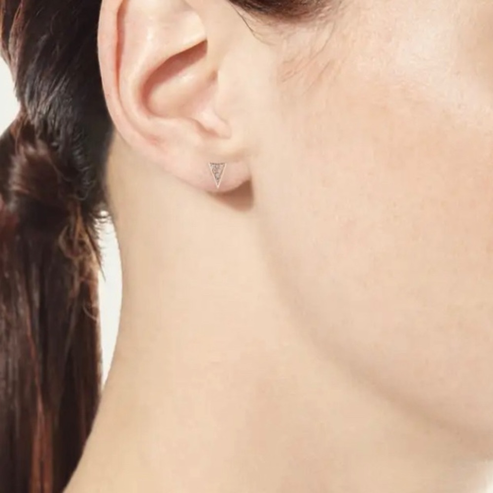 SYDNEY EVAN 14K ROSE GOLD TRIANGLE STUD EARRING NEW WITH TAG & NEIMAN MARCUS BOX